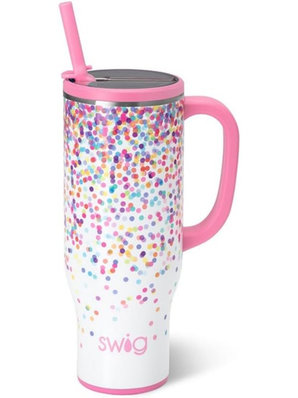30oz Insulated Mega Mug with Handle & Straw - Colorful Confetti Design, Perfect